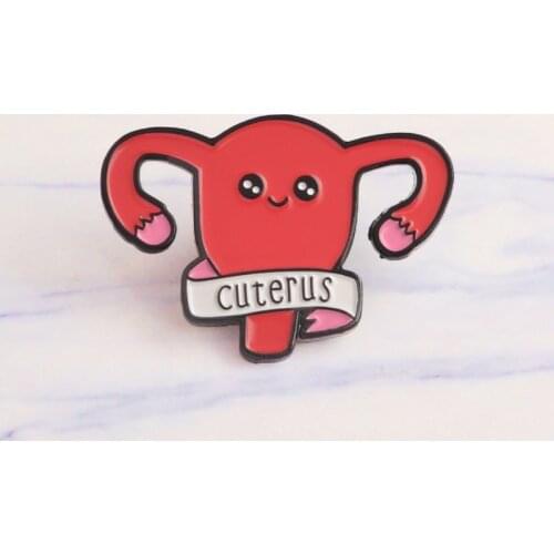 Cuterus cartoon enamel brooch cute red female uterine brooch gift feminism icon brooch holding clothes jewelry gift
