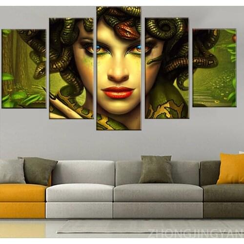 Canvas Wall Art Picture Landscape Canvas Painting 5 Panel Banshee Medusa Landscape Modern Living Room Decorative Frames