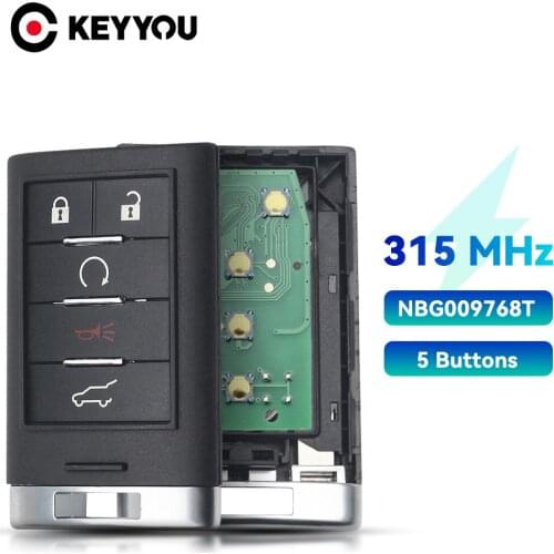 KEYYOU OUC6000066 / NBG009768T Smart Keyless Car Remote Key Fob 315MHz For Cadillac CTS 2011-2014/ STS 2008-2011/ SRX 2010-2015