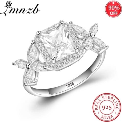 LMNZB Original 925 Sterling Silver Rings for Women Fashion Jewelry Full Cubic Zircon Engagement Rings Female Gift LR073