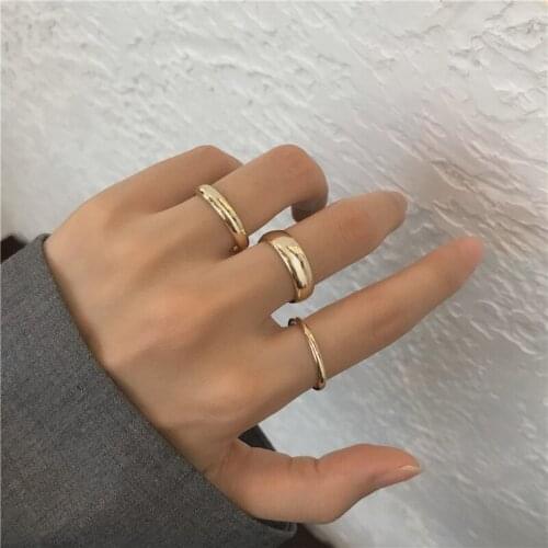 Three piece ring set for women cold wind Instagram trend web celebrity fashion personality circle simple student index finger ri