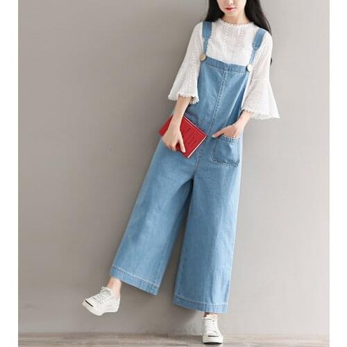 Bandage Jumpsuit Loose Denim Overalls For Women Mori Girl Jumpsuits Vintage Straps Denim Rompers Jean Jumpsuit For Ladies AA5295