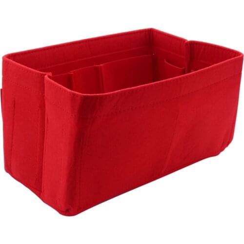 Red Home Storage Bag Purse Organizer Felt Insert Bag Makeup Organizer Inner Purse Portable Cosmetic Bags Storage Tote