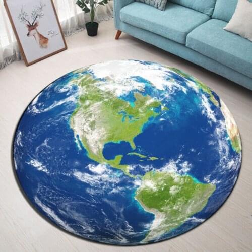 Round Earth Moon Planet 3D Print Soft No-fade Carpet Durable Anti-slip Rug Floor Mat Home Decoration