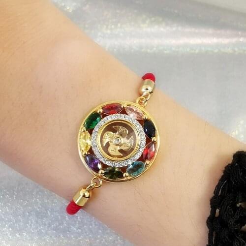 Thailand Round Transfer Wheel Bracelet Buddhist Bring Lucky Health Jewelry Gift for Family Friend Bracelets Wholesale Bulk