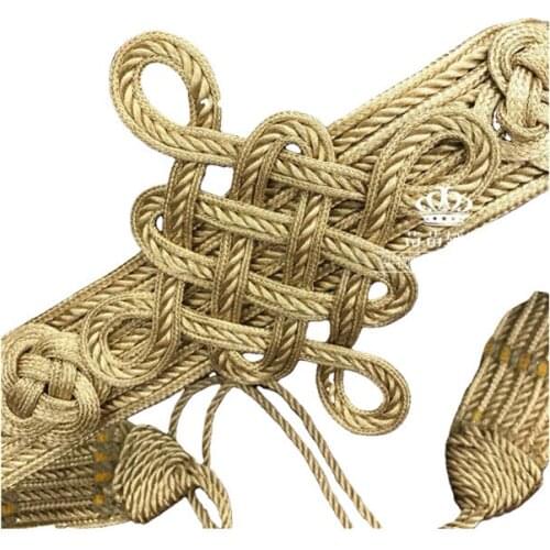 1 piece Handmade lace hand-woven ribbon golden belt, military uniforms, dresses, dance clothes, decorative buckles, BELT002