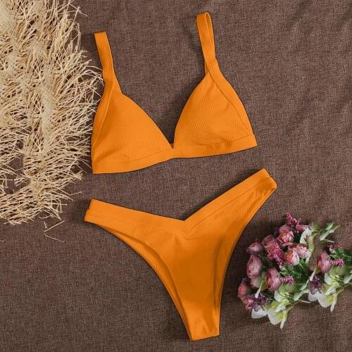 Swimsuit Women Two Pieces Bathing Suit Solid Color Bikini Set Switmsuit Sexy Mini Bikini micro Swimming suit for women Biquini