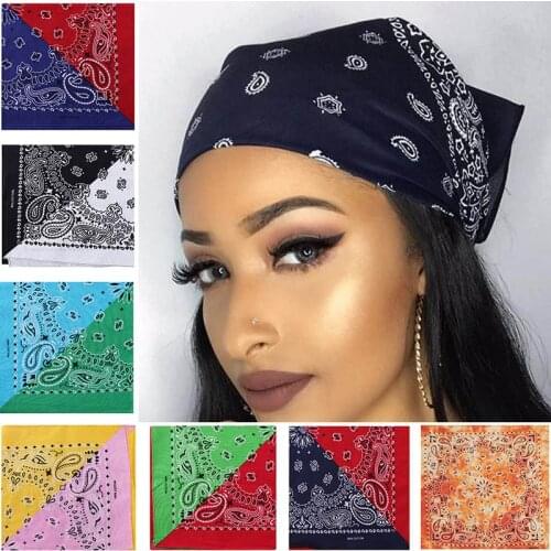 Fashion Cotton Bandana Scarf For Women Girls Kids Punk Square Bandanas Headwear Printed Head Scarf Headbands Hair Accessories