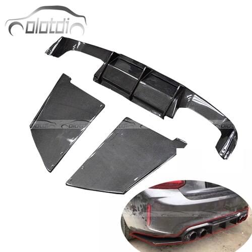 MTC Style Car Rear Bumper Lip Fins Spoiler Rocker Winglet Splitters Diffuser Carbon Fiber For BMW M2C F87