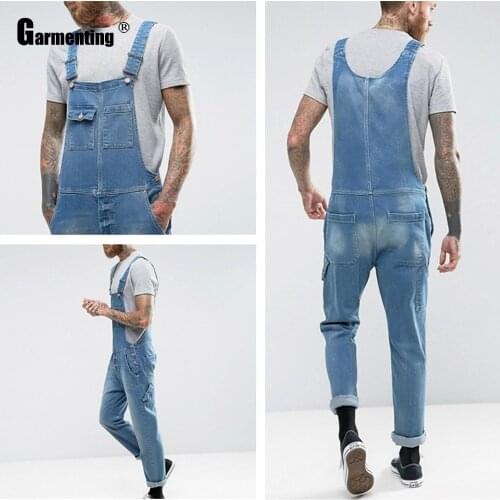 Plus Size Mens Jeans Casual Blue Demin Overalls Skinny Pantalons Leisure Strappy Jeans Trousers New Fashion 2021 Men Clothing