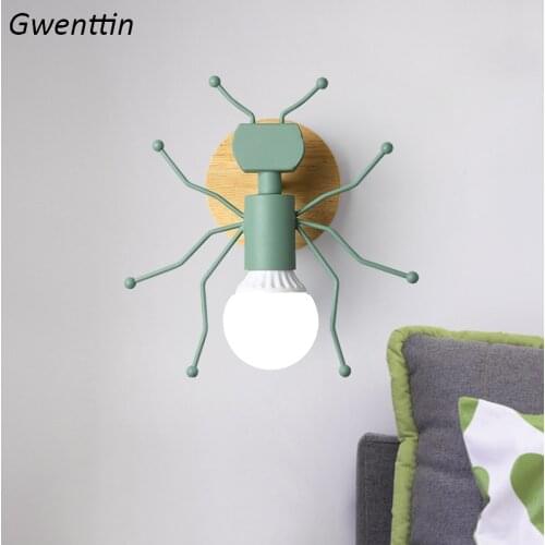 Wall Mounted Lamp Cute Ant Sconce Indoor Lighting for Children Bed Room Bedside Stairway Light Fixture Nordic Macaron Home Decor