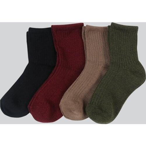 DONG AI 4 Pairs Solid Color Cotton Socks Fashion Trend Sock Autumn Winter New Casual Crew Comfortable Women Socks Ladies Gift