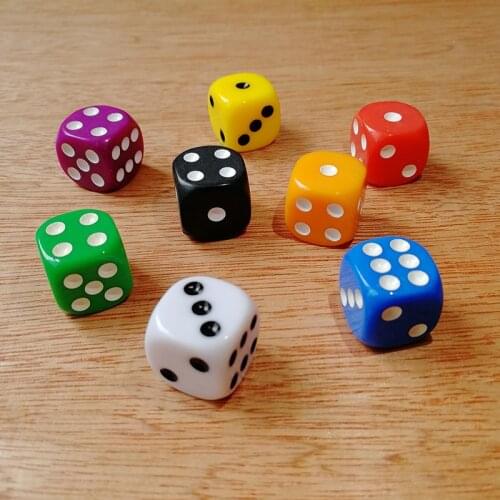 New 10Pcs Portable dice set 16mm Solid colorRound Corner Dice 6 sided Dices Playing Table Games Party Family Funny Drinking Dice
