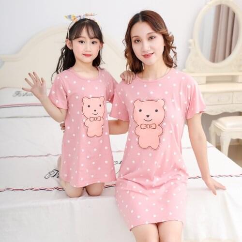 New Summer Cotton Women Night Dress Princess Nightgowns Girls Unicorn Sleepwear Nightwear Cartoon Short Sleeves Nighty Gecelik