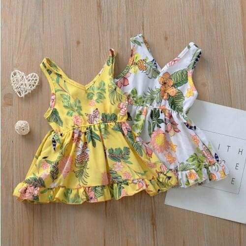 New Arrival Refreshing V-neck Floral Small Girl Dress/Kids Clothes 3173