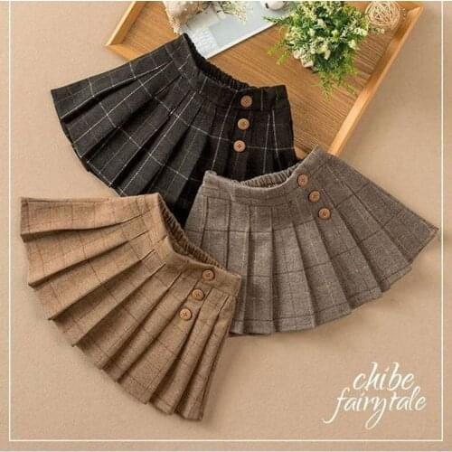 Girl Clothes New Baby Girls Casual Skirts Spring and Autumn Fashion Lattice Pleated Skirts Kids Bottoms