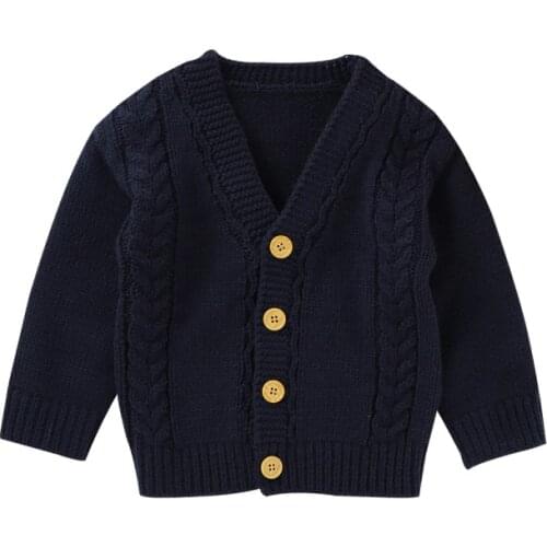 Fall Baby Boy Girl Sweater Cardigan Children Kids Sweatshirt Autumn Solid Print Knitted Cotton Casual Outerwear Warm Clothes