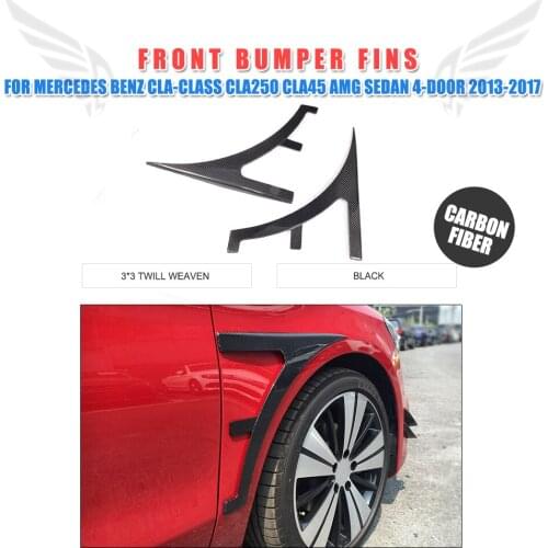 Front bumper wing canards Decoration Stickers Carbon Fibre for Mercedes Benz CLA-Class CLA45 AMG Sedan 4-Door 2013-2017