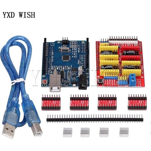 CNC Shield Expansion Board V3.0 + For UNO R3 Board With USB For Arduino + 4pcs Stepper Motor Driver A4988 Kits For Arduino