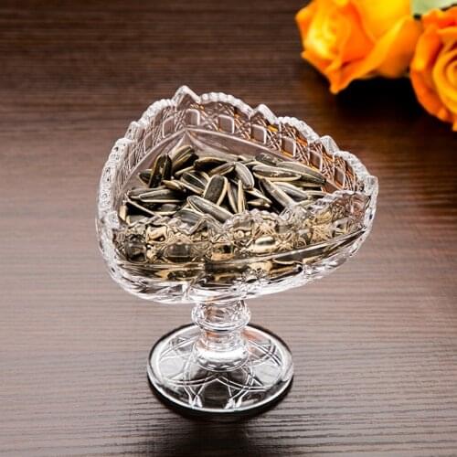 Embossed Glass Ice Cream Cup Ornamental Glass Goblet Serving Dish Compote Dinnerware for Candy, Peanuts, Fruit Dip and Topping