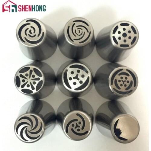 9 Pieces / Set Russian Piping Tips Stainless Steel Icing Nozzles Pastry Cake Decorating Decoration Tools Boquillas Rusas