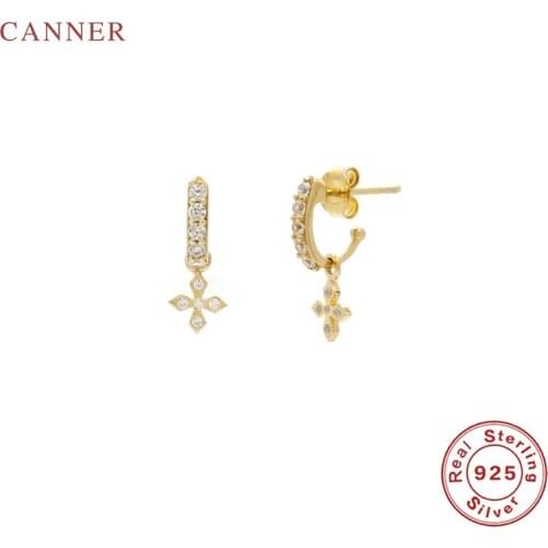 CANNER Earrings For Women Real 925 Sterling Silver Simple And Delicate Four-Leaf Clover Earrings Dangle Jewelry Aretes De Mujer