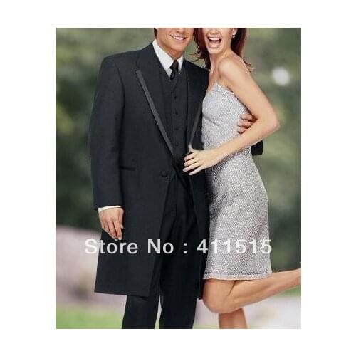 FREe shipping/Lengthen style Black Groom wear Tuxedos Notch Lapel Groomsmen Men Wedding Suits/custom made cheap dress