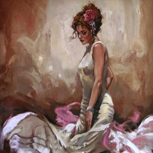 Modern art figurative Thinking before show Girls oil paintings canvas Hand painted wall decor