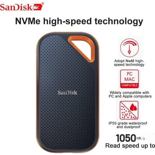 SanDisk SSD 500GB Extreme PRO Portable External SSD 1TB 2TB Up to 1050MB/s USB-C USB 3.1 for Laptop camera or server