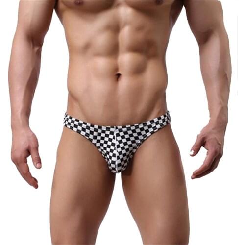 New Mens Sexy Black&White Plaids Checks Underwear Low Rise Briefs Panties Pouch Underpants Nightwear Cueca hombre Fashion