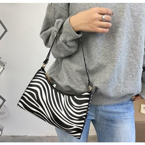 Versatile Womens Underarm Bag 2021 New Fashion Leisure Net Red Crowd Design Zebra Single Shoulder Bag Cow Design Zebra Pattern