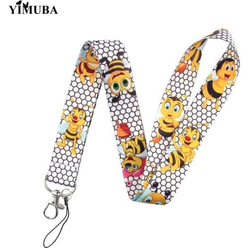 YIMUBA Bee Lanyards Key Chain Neck Straps ID Card Badge Holders Cartoon Webbing Ribbon Hang Rope with Key Ring Gift for Friends