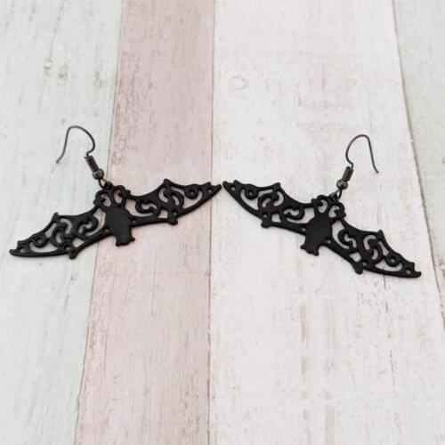 Witchcraft Witch Stainless Steel Bat Earrings Women Drops Earrings Black Jewelry aretes de acero inoxidable para mujer