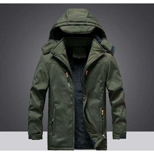 Winter Warm Mens Jacket Soft Shell Tactical Army Fan Windproof Plus Velvet Padded Outdoor Large Size Coat Mountaineering Suit