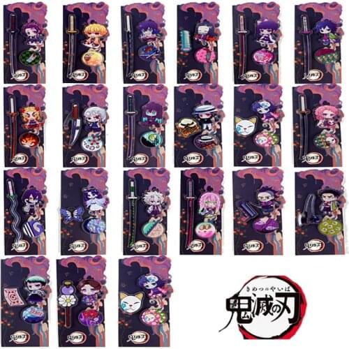 21Pcs/Lot Anime Demon Slayer Brooch Pins Sword Car Accessories Pins Backpacks Tanjirou Nezuko Tomioka Kimetsu No Yaiba Brooch
