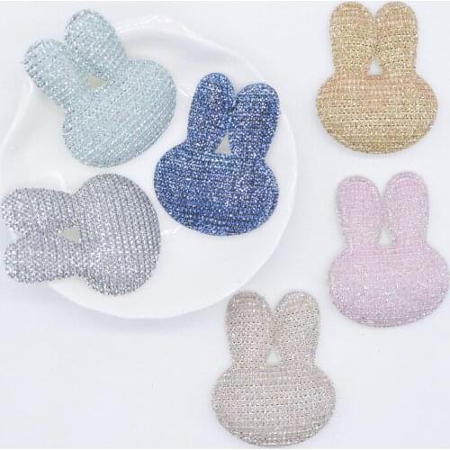 36Pcs 32*42mm Padded Silk Cloth Cute Rabbit Appliques for DIY Headwear Hair Clips Band Decor Clothes Sewing Supplies Patches H94