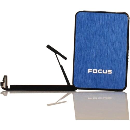FOCUS 5pcs Cigarette Holder Automatic Cigarette Case Box With Gas Lighter Butane Flame Lighter 3 Colors Ultra Thin Cigarette Box