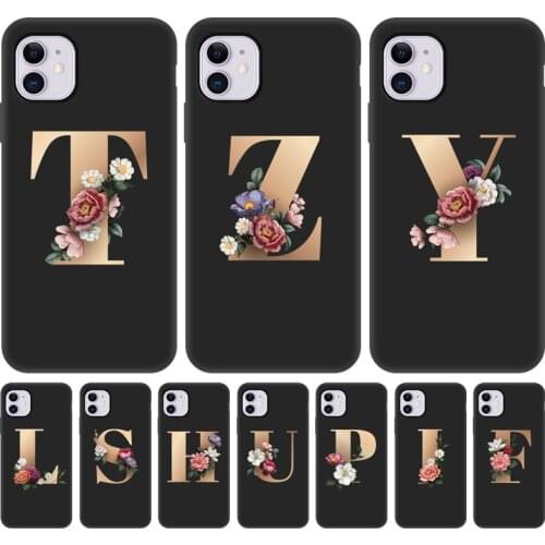 Alphabet Flower Case For Iphone 11 Cases Silicon Phone Fundas Iphone12 12 Pro Max XR 7 8 XS X SE 2020 Mini 6 6s Plus 5 5S Covers
