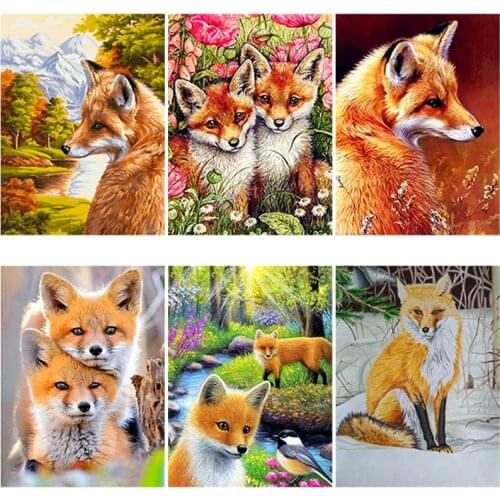 DIY 5D Diamond Painting Fox Diamond Art Embroidery Animlas Cross Stitch Full Round/square Resin Diamond Mosaic Home Decor Gift