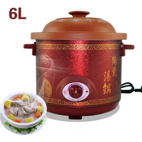 Automatic ceramic electric cooker porridge pot soup pot casserole pot dormitory slow cooker 6L Slow Cookers 280W
