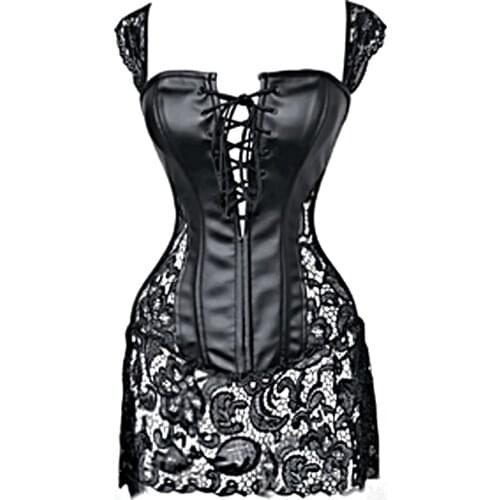 Hollow out black court lacewomen sexy slim bustier leather lingerie pant controltop corsets bodice corsage Bustier dress shaper