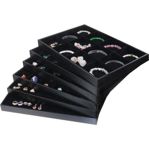 PU Frame Velvet Jewelry Tray Jewellery Organizer Rings Earrings Carrying Cases Necklaces Pendant Bracelet Display Gift Box Women