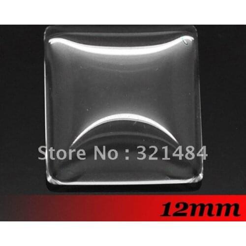Free ship! 12mm 500PCS Flat back Square Clear Glass Cabocon Glass Dome Seals Cameo For Pendant Settings