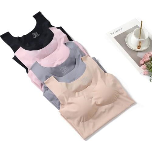 Seamless Lingerie Women vest Solid Crop Top Push Up Padded Bralette Woman Vest Basic Comfortable Soft Underwear