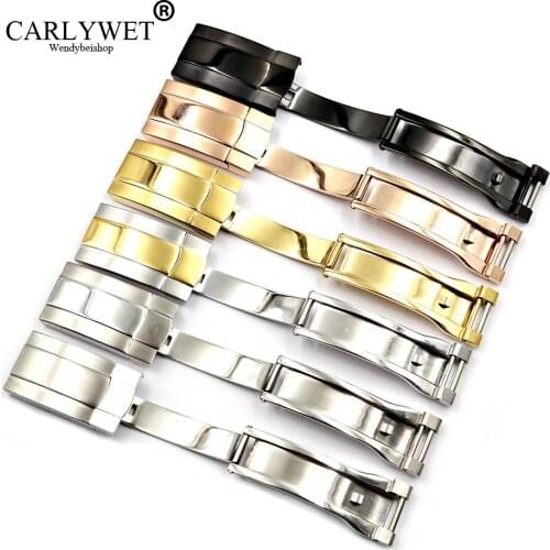CARLYWET Wholesale 16 x 9mm 316L Stainless Steel Replacement Buckle Clasp For GMT Submariner Bracelet Rubber Leather Band Loops
