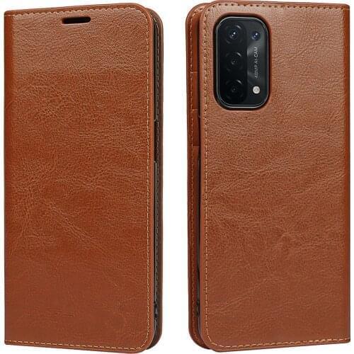For Oppo A93 5G Case 6.5" 100% Natural Genuine Leather Skin Phone Case On For Oppo A93 5G PCGM00 PEHM00 Flip Wallet Book Cover