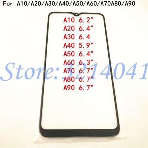 Original For Samsung Galaxy A10 A20 A30 A40 A50 A60 A70 A80 A90 Front Glass Touch Screen LCD Outer Display Panel Top Lens Cover