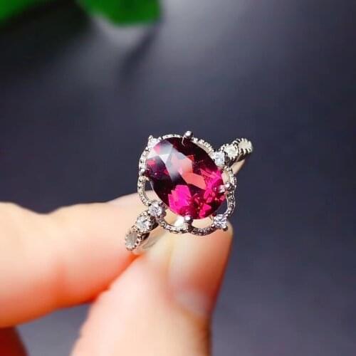 New style 925 sterling silver ring natural red garnet gem ring women silver jewelry birthday party gift oval red garnet