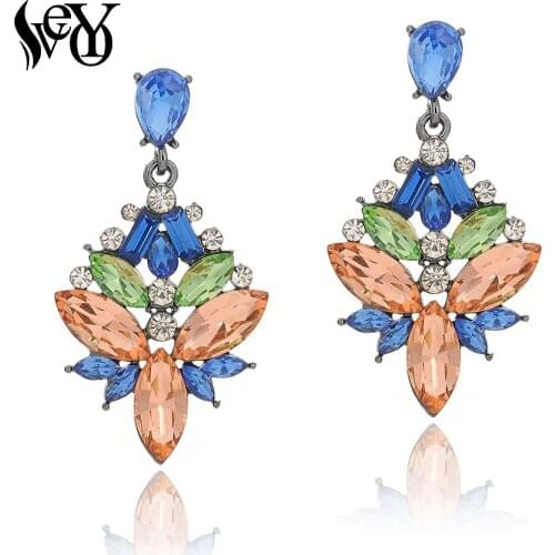 VEYO Crystal Drop Earrings for Women Geometry 4 Colour Earrings Fashion Jewelry New Gift