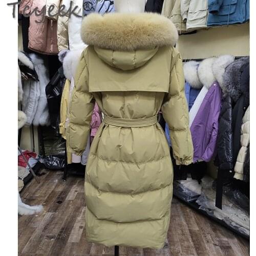 Jacket Womens Woman Winter White Duck Down Coat Female Real Fox Fur Hooded Down Parkas Womens Clothing Thick Warm Coats 2